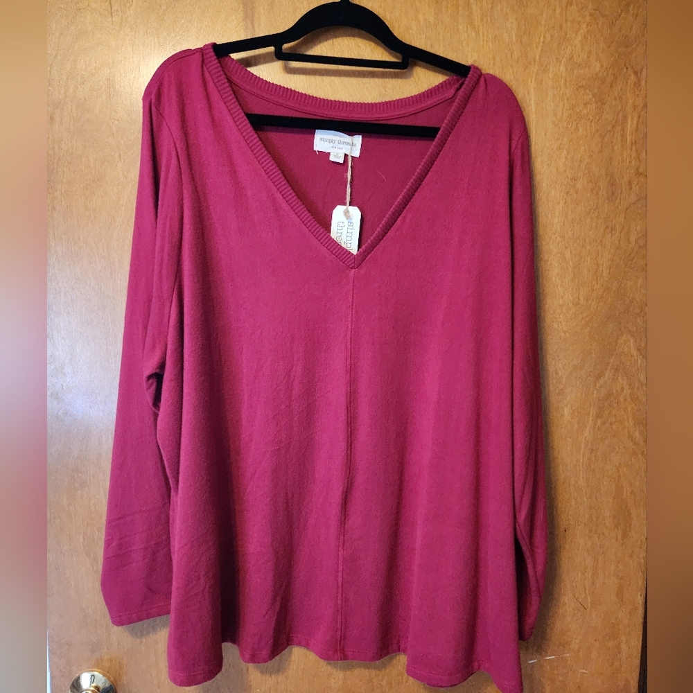 Women's V-Neck Pink Top NWT